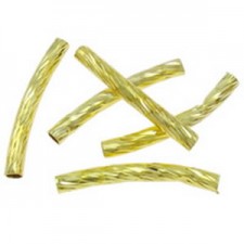Bewerkte metalen Tube kraal 24x4 gat 2mm Goud
